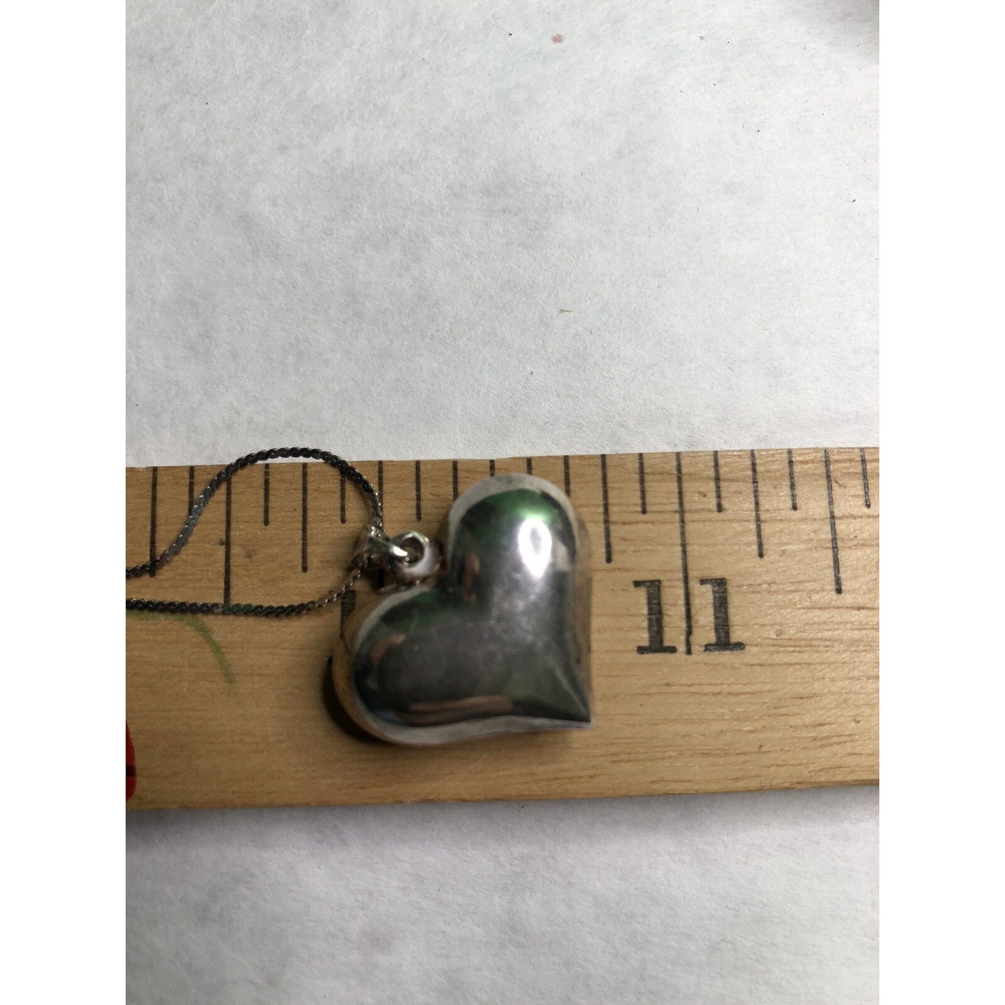 Vintage Set Sterling Silver Serpentine NECKLACE Puffed Heart PENDANT & EARRINGS