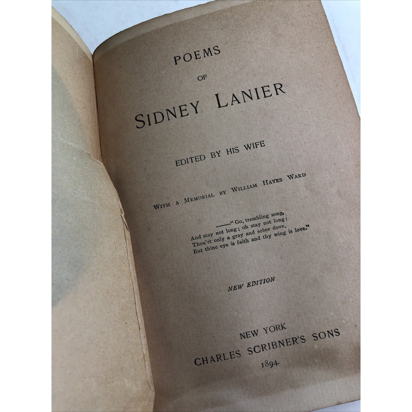 Poems of Sidney Lanier Hardcover Edited by His Wife New Edition 1894