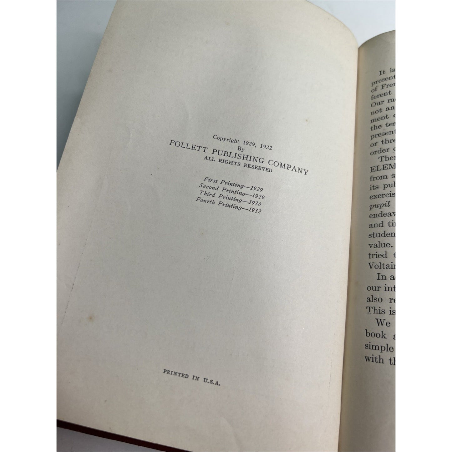 An Elementary French Grammar by A. Marinoni & L. A. Passarelli, 1932 HC Revised