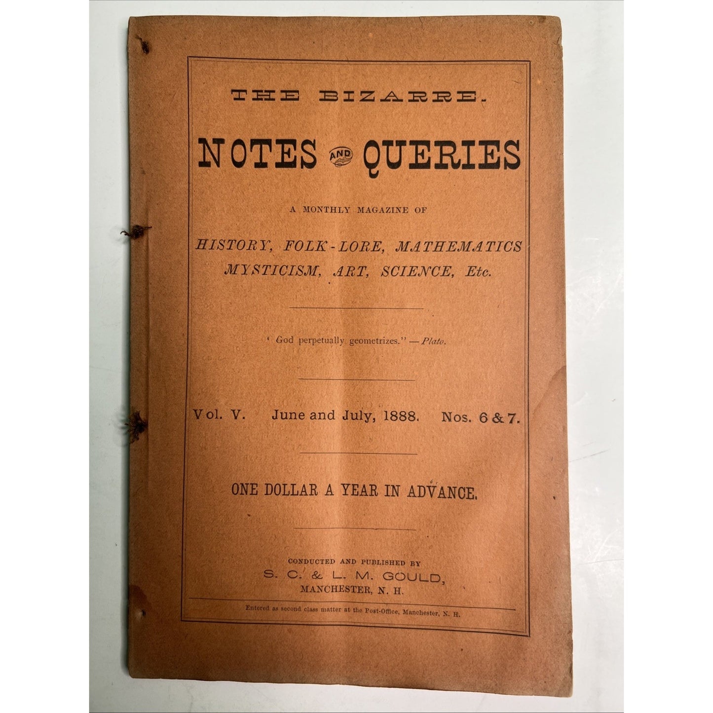 Lot Of 6 The Bizarre: Notes And Queries Magazine Vol. 5 Jan-July 1888 - OCCULT