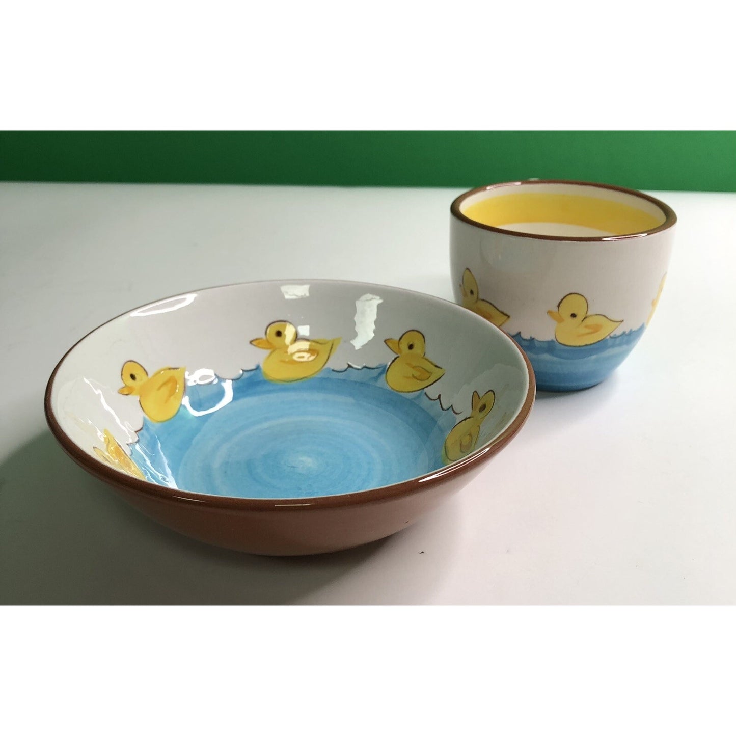 Vintage STANGL POTTERY Little Quackers 5.5 Inch Bowl & Cup #4046 Trenton NJ Duck