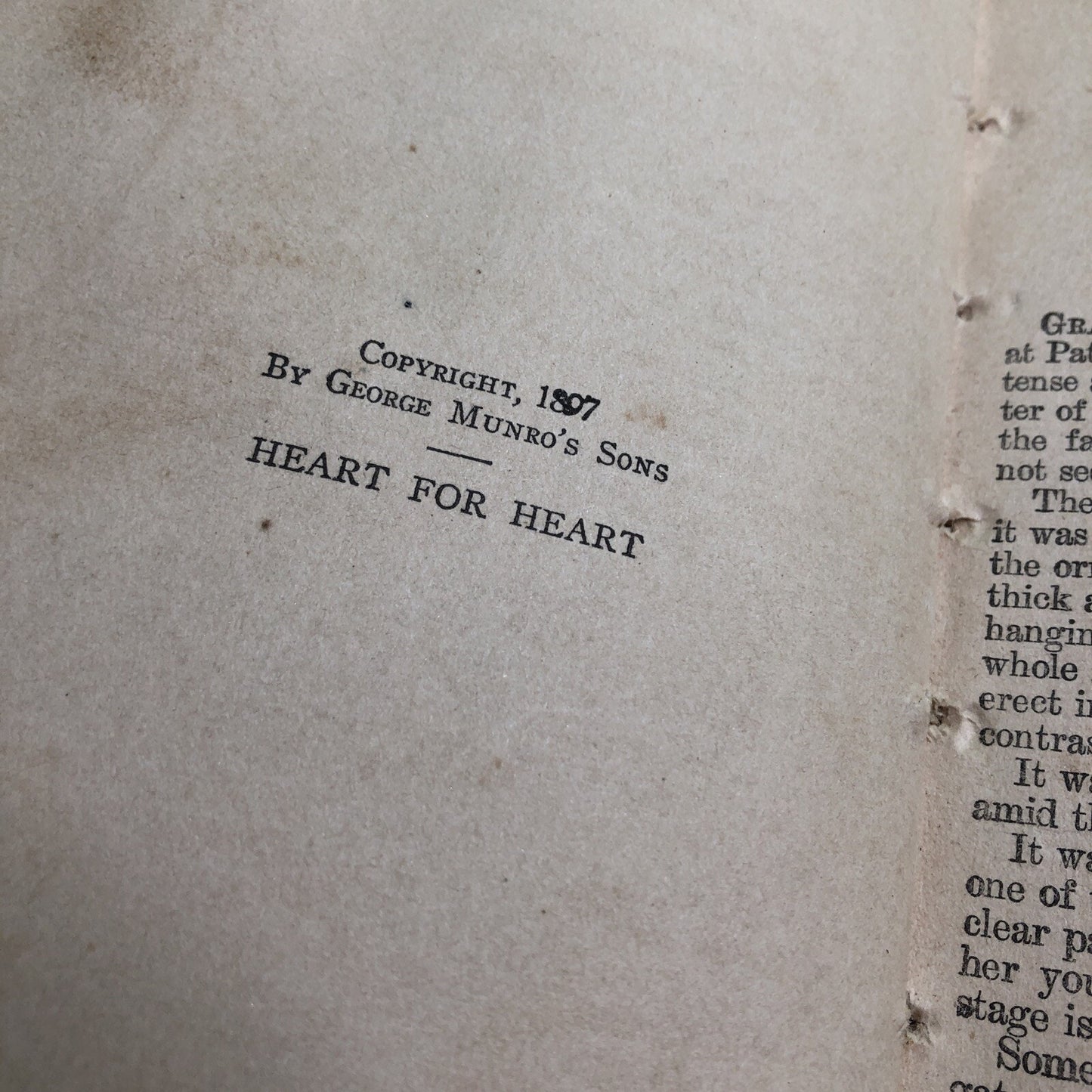 Antique Heart For Heart By Charles Garvice Recased Ex Library 1897 Imperfect HC