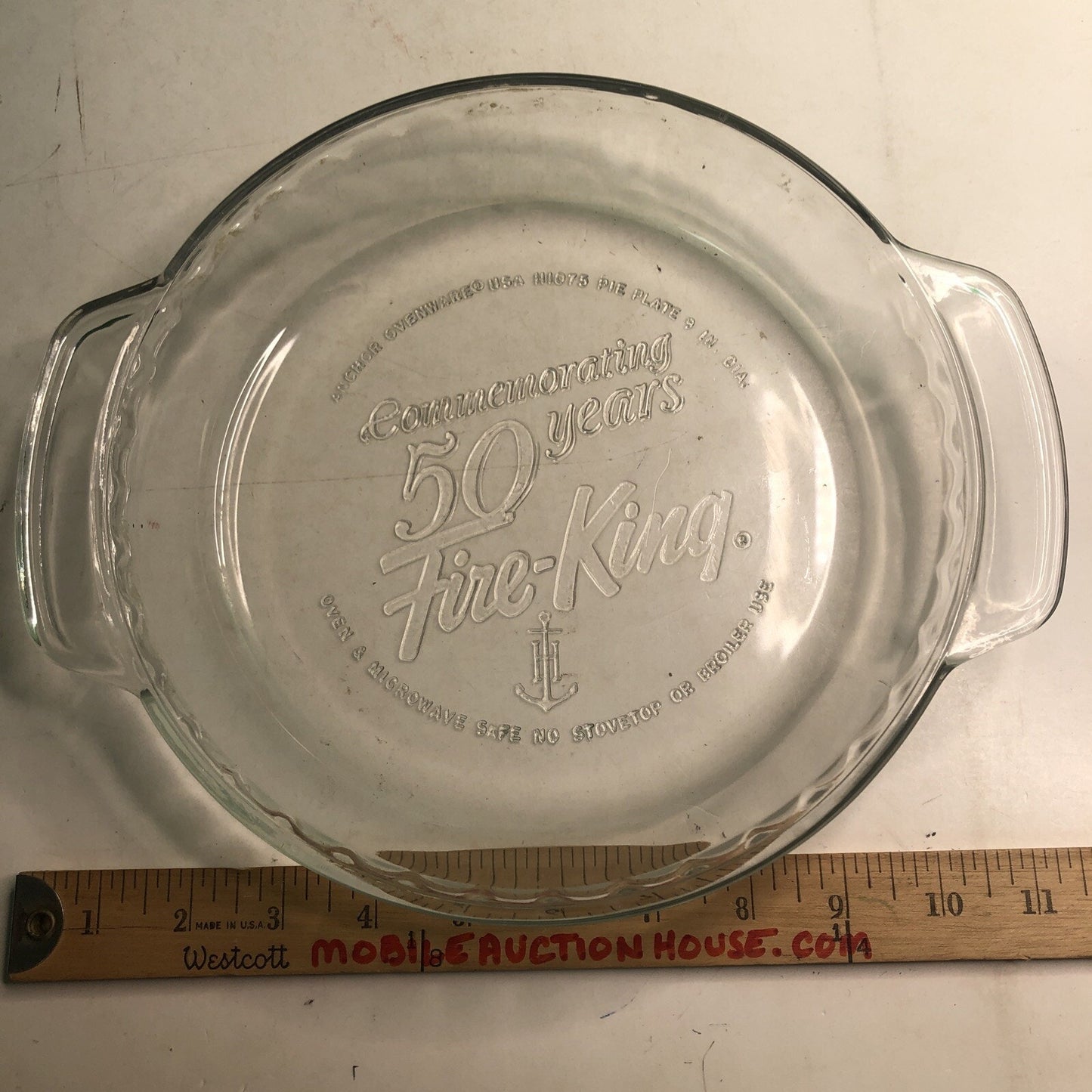 Fire King 50th Anniversary Anchor Hocking 9" Pie Baker Dish Recipe Plate