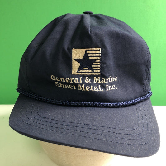 Vintage GENERAL & MARINE SHEET METAL INC Logo Strap Back Polyester Ball Cap Hat