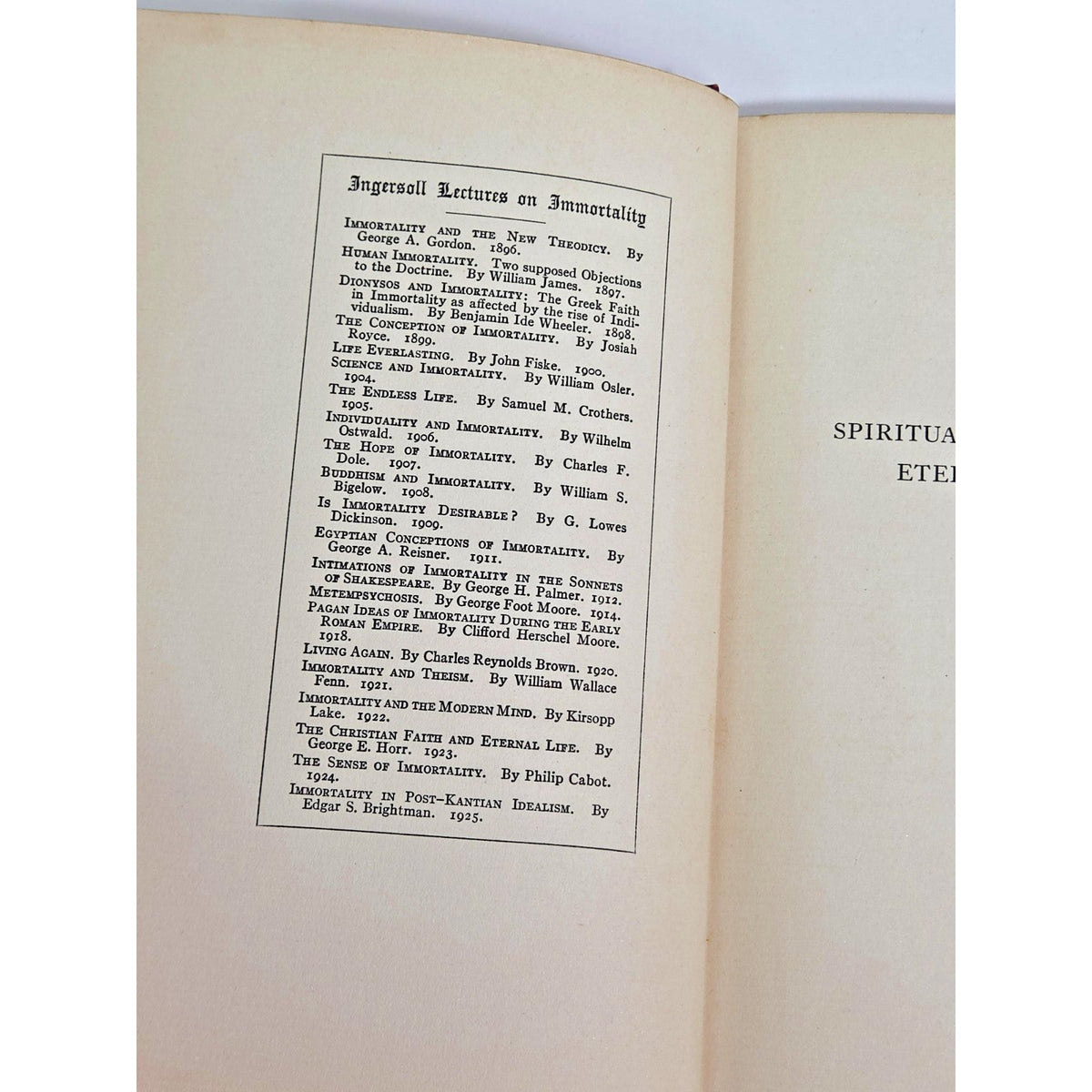 1927 First Edition Spiritual Values & Eternal Life Harry Emerson Fosdick Harvard