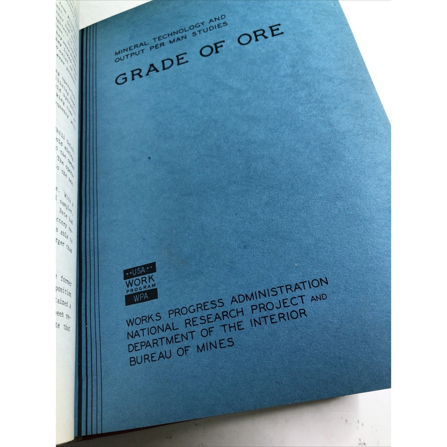 1937 WPA National Research Project Volume 1 Mines Ore Cement Rock Stone HC