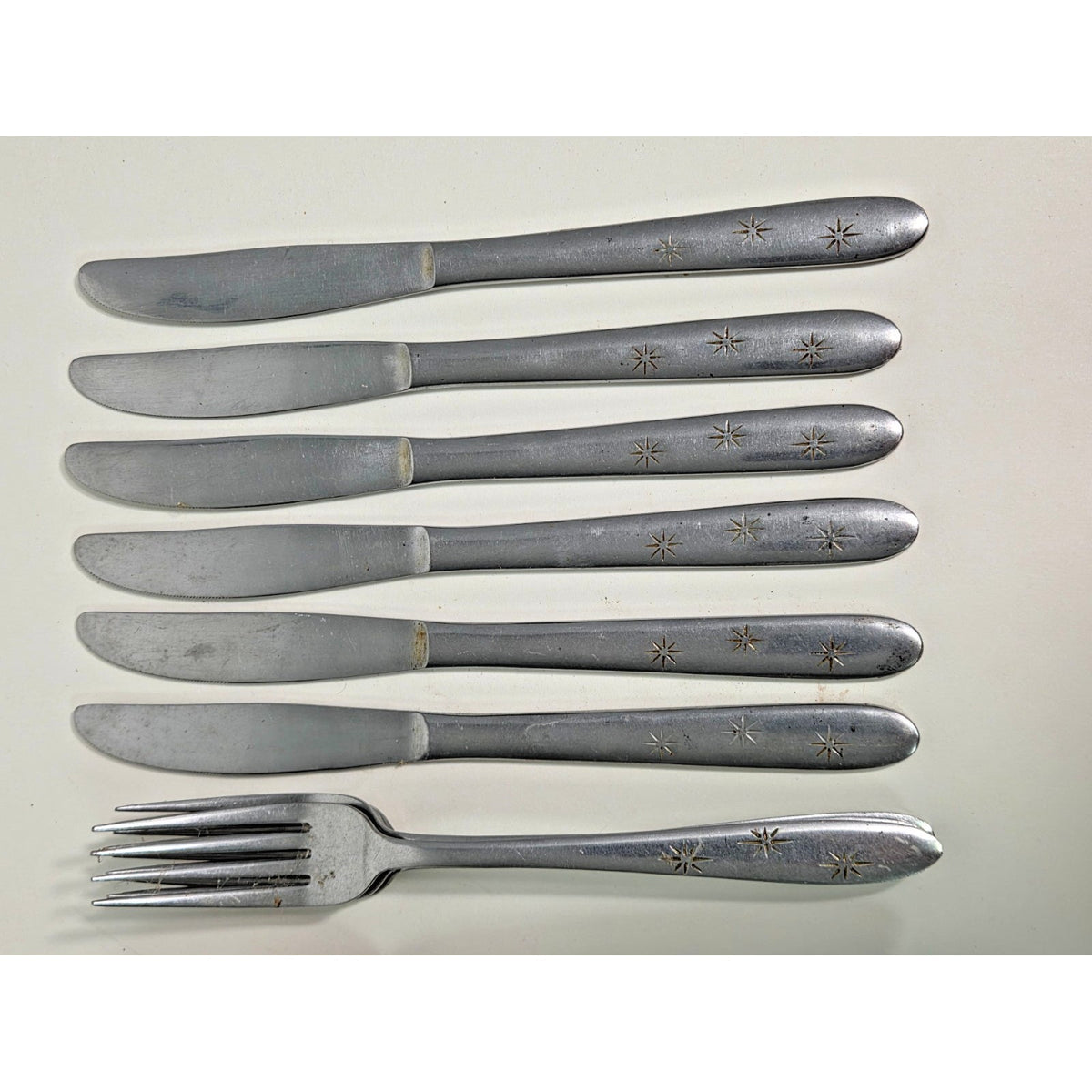 Vintage MCM Starburst Flatware Set 35 Pieces Stainless Steel Eames Era
