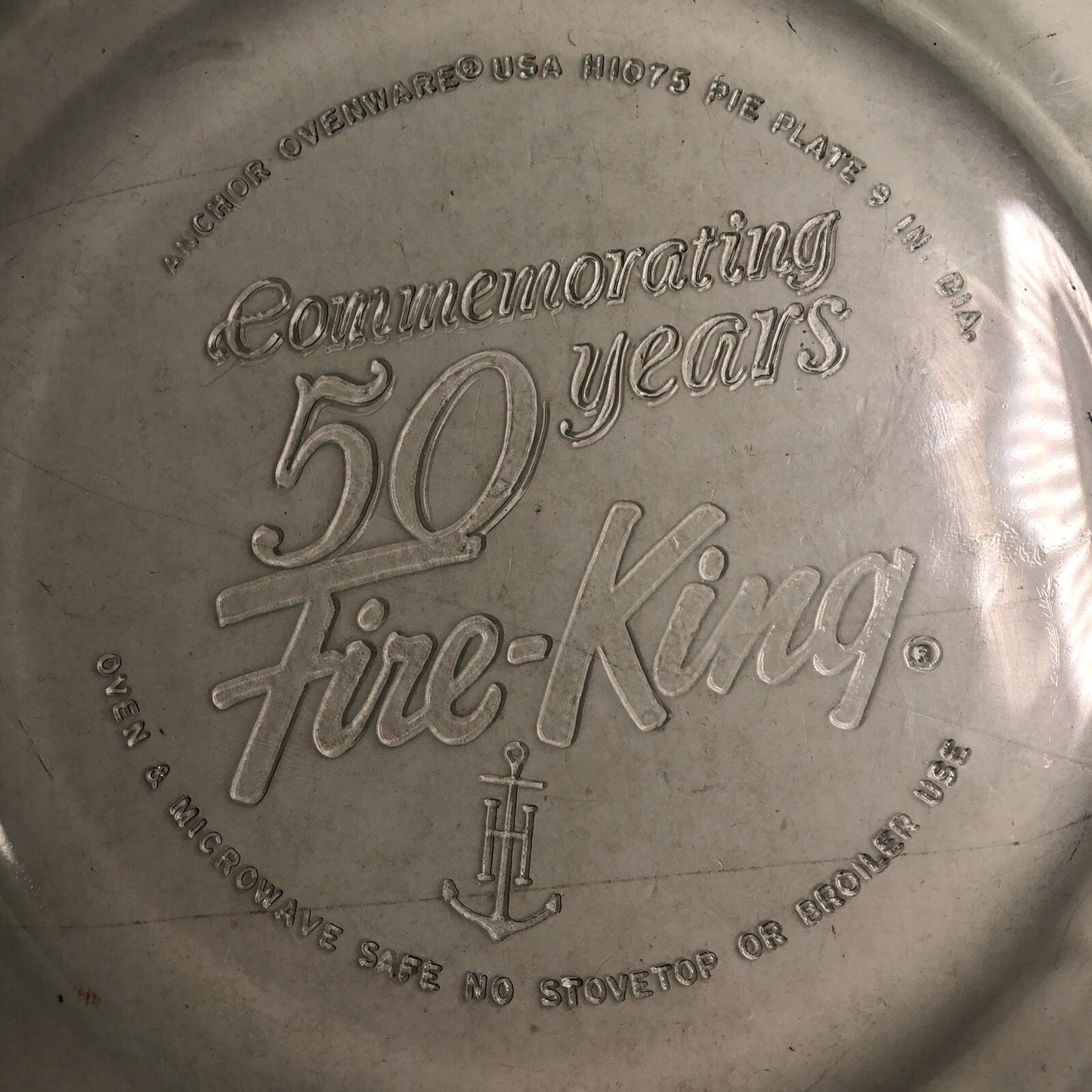 Fire King 50th Anniversary Anchor Hocking 9" Pie Baker Dish Recipe Plate