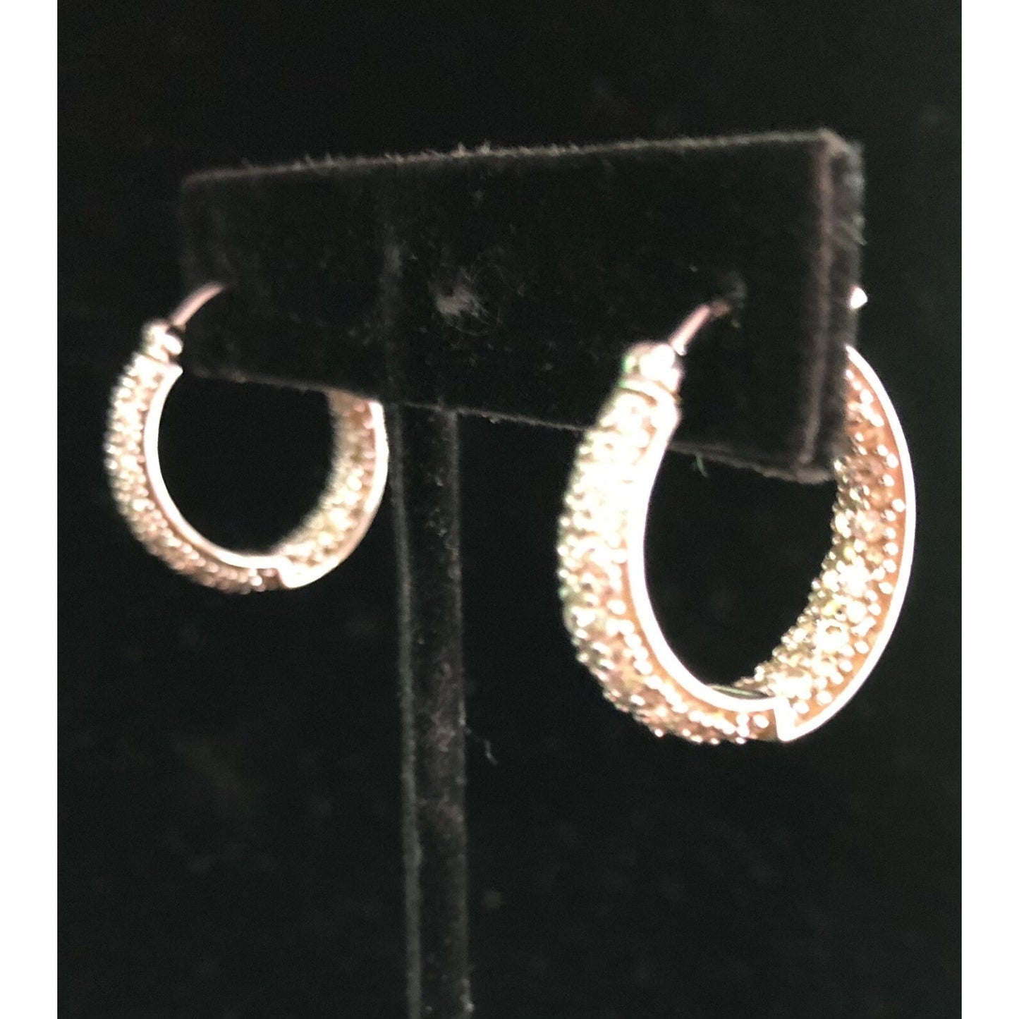 Vintage Sterling Silver Pave Set Rhinestone Earrings