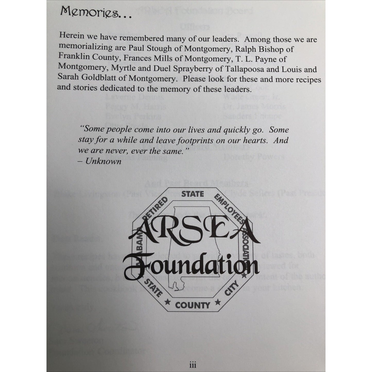 2003 ARSEA Foundation Cookbook Alabama Comb Bound