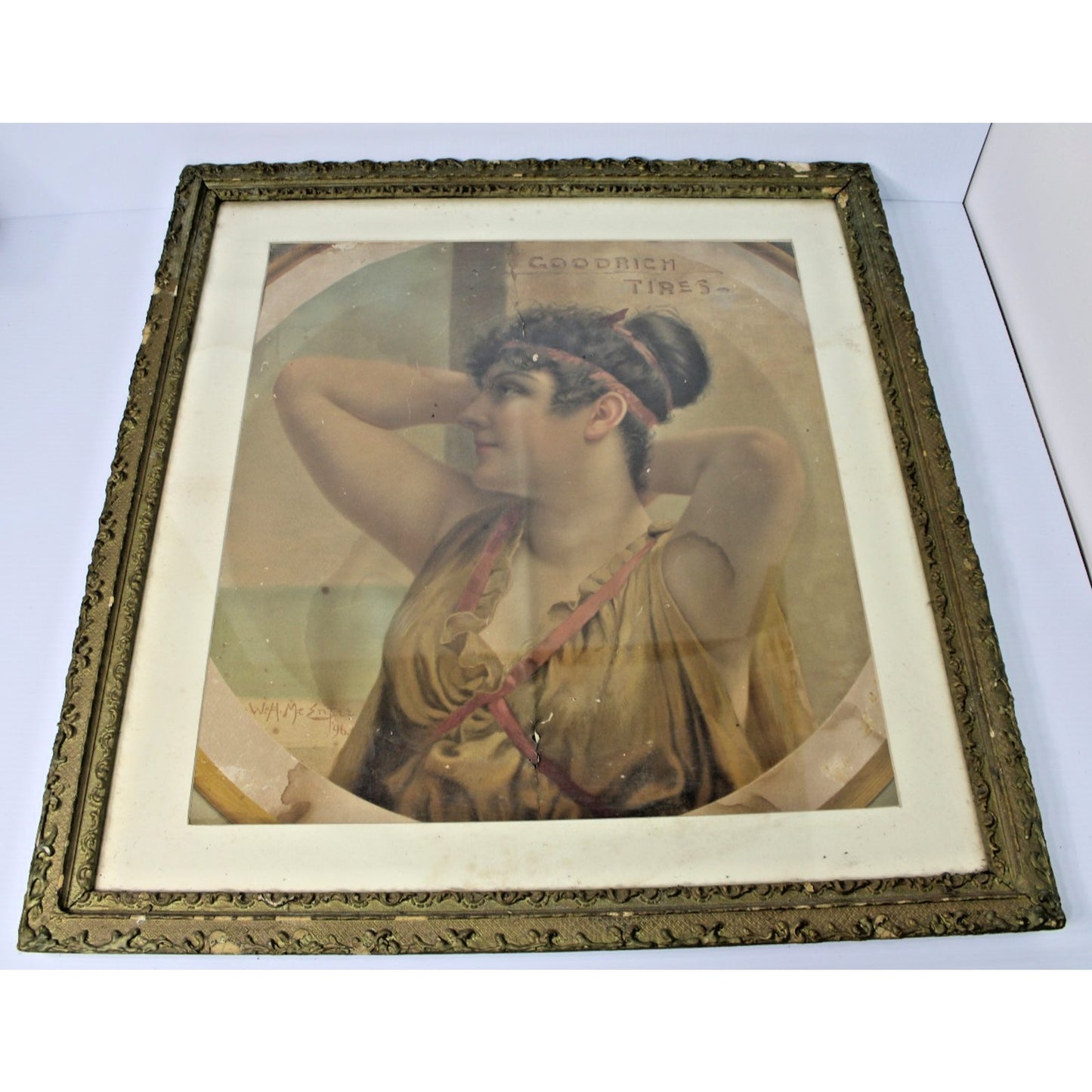 19th-Century Auto Advertising, Goodrich Tires Aquatint by W.H. McEntee 1896