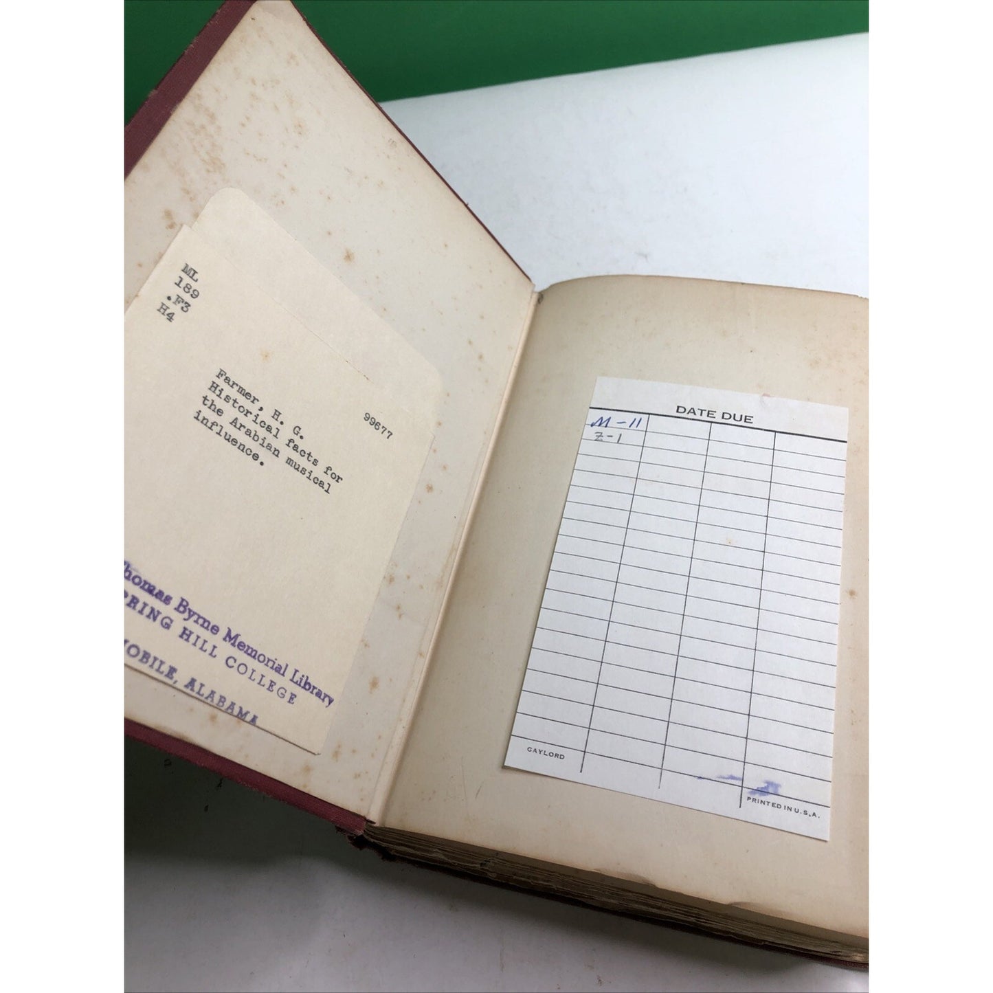Historical Facts For The Arabian Musical Influence By Farmer Ex Library HC