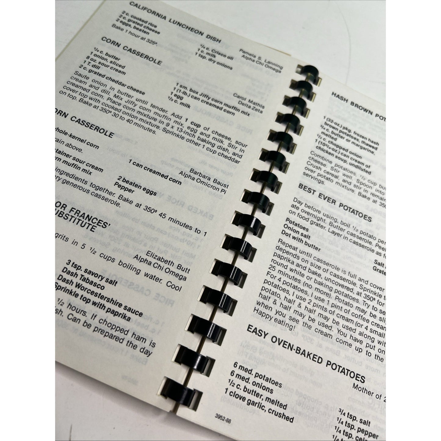 1989 Cookbook From The Kitchen Of Panhellenic Recipes Fraternity Sorority