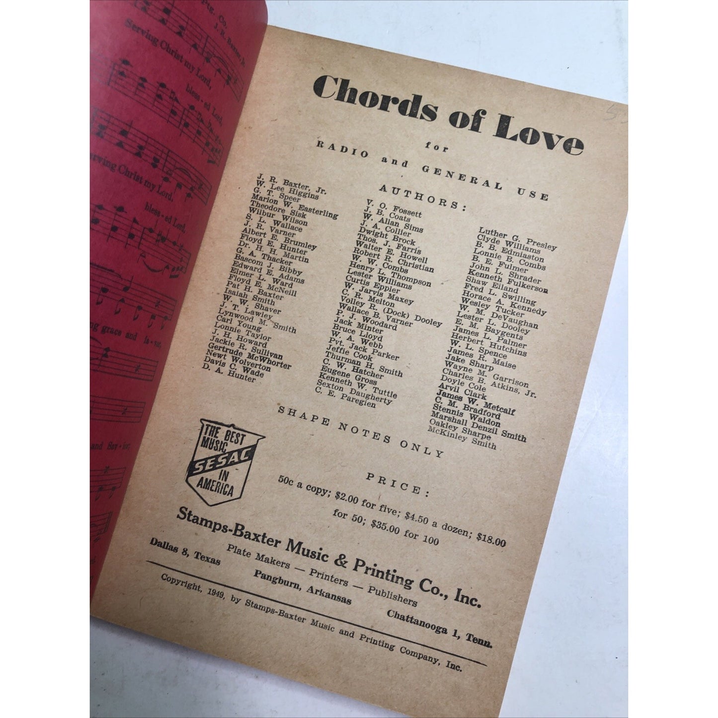 Chords of Love for Radio and General Use RARE 1949 Vintage Stamps-Baxter Hymnal