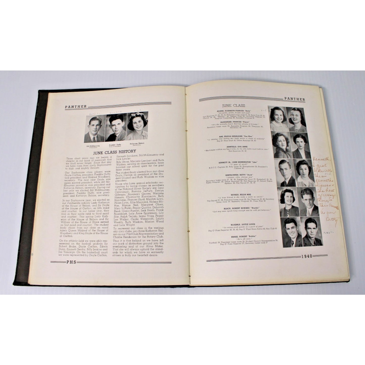 Vintage 1940 The Panther Yearbook, H.B. Plant High School, Tampa Florida FL