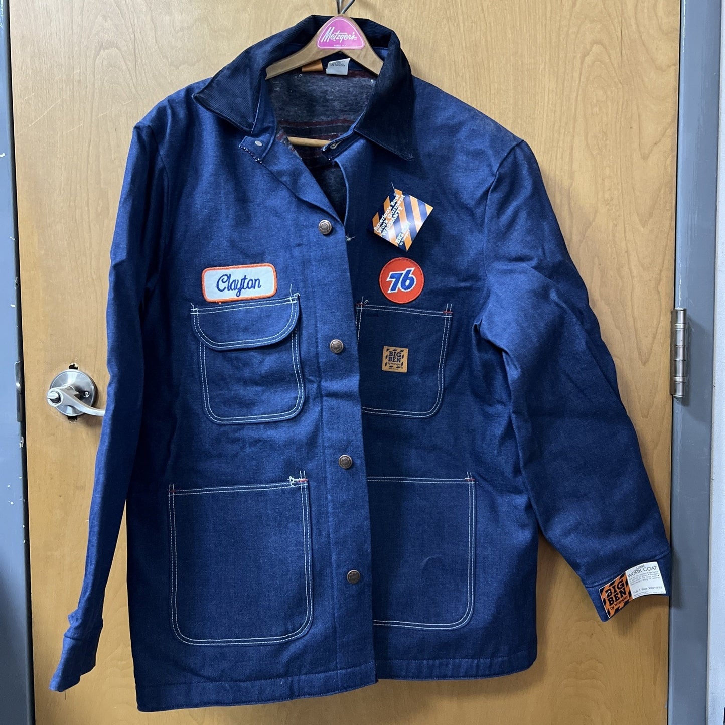Vintage NOS NWT BIG BEN by Wrangler Denim Jacket Lined Gas Oil 76 Patch Size 44