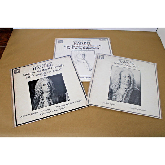 3 Album 4 Record HANDEL Lot, Vintage Musical Heritage Society Classical Vinyl