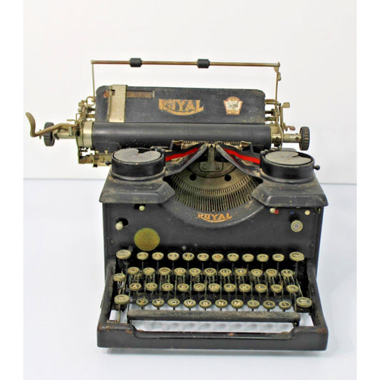 Royal 10 Typewriter, Glass Sides, Rusty Antique Office Decor ca. 1923-1935