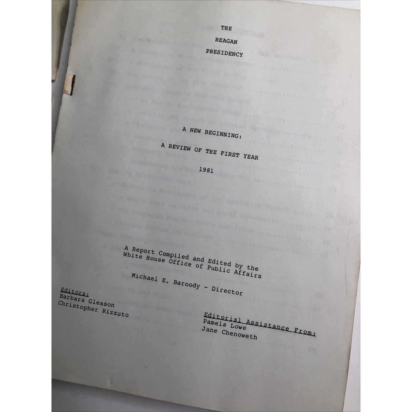 1981 RARE The Reagan Presidency: A Review Of The First Year Report By White Hous