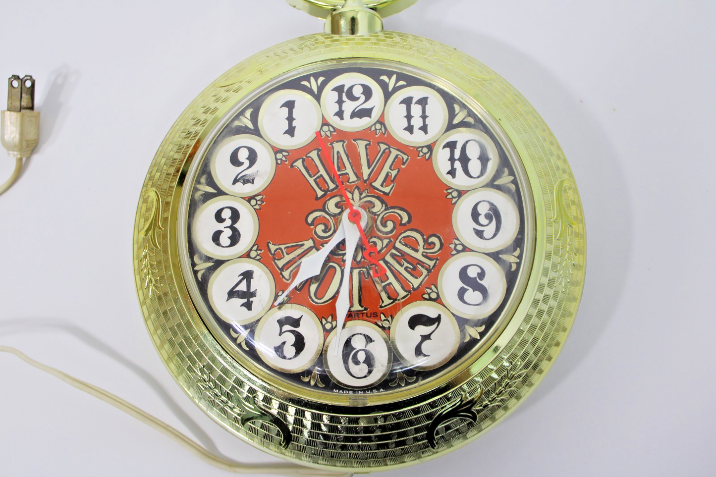 Vintage 1960s Spartus Electric Wall Clock, Bar Open/ Closed, Retro Man Cave