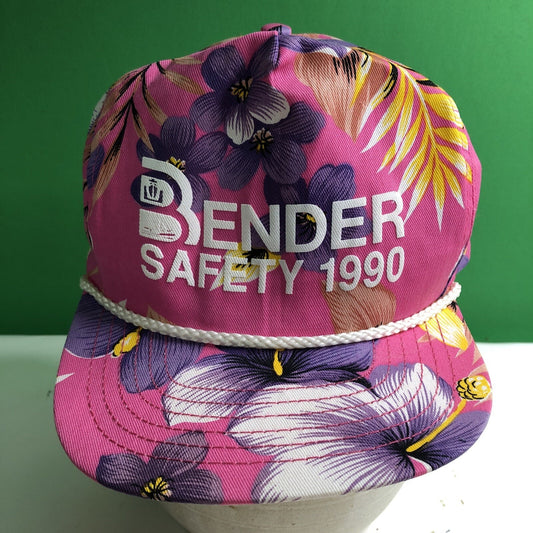 Vintage BENDER SAFETY 1990 Logo Snap Back Cotton Polyester Ball Cap Hat