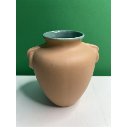 Vintage Coors COLORADO Pottery Matte Light Brown Turquoise Interior 6" H Vase