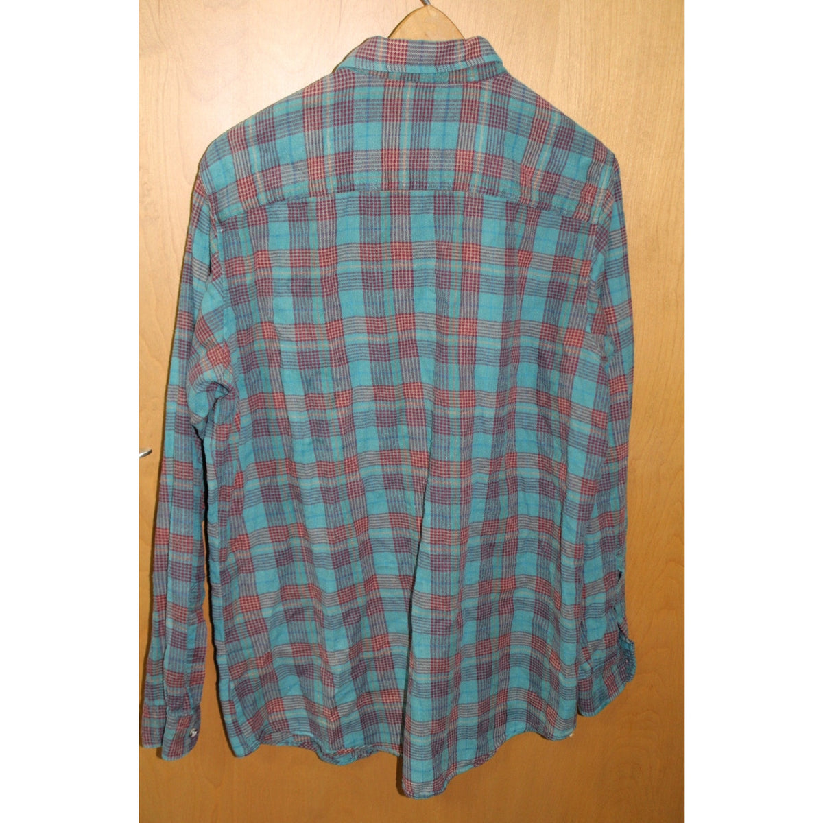 Vintage Stanley Blacker Men's XLT Teal Red Cotton Plaid Flannel Shirt