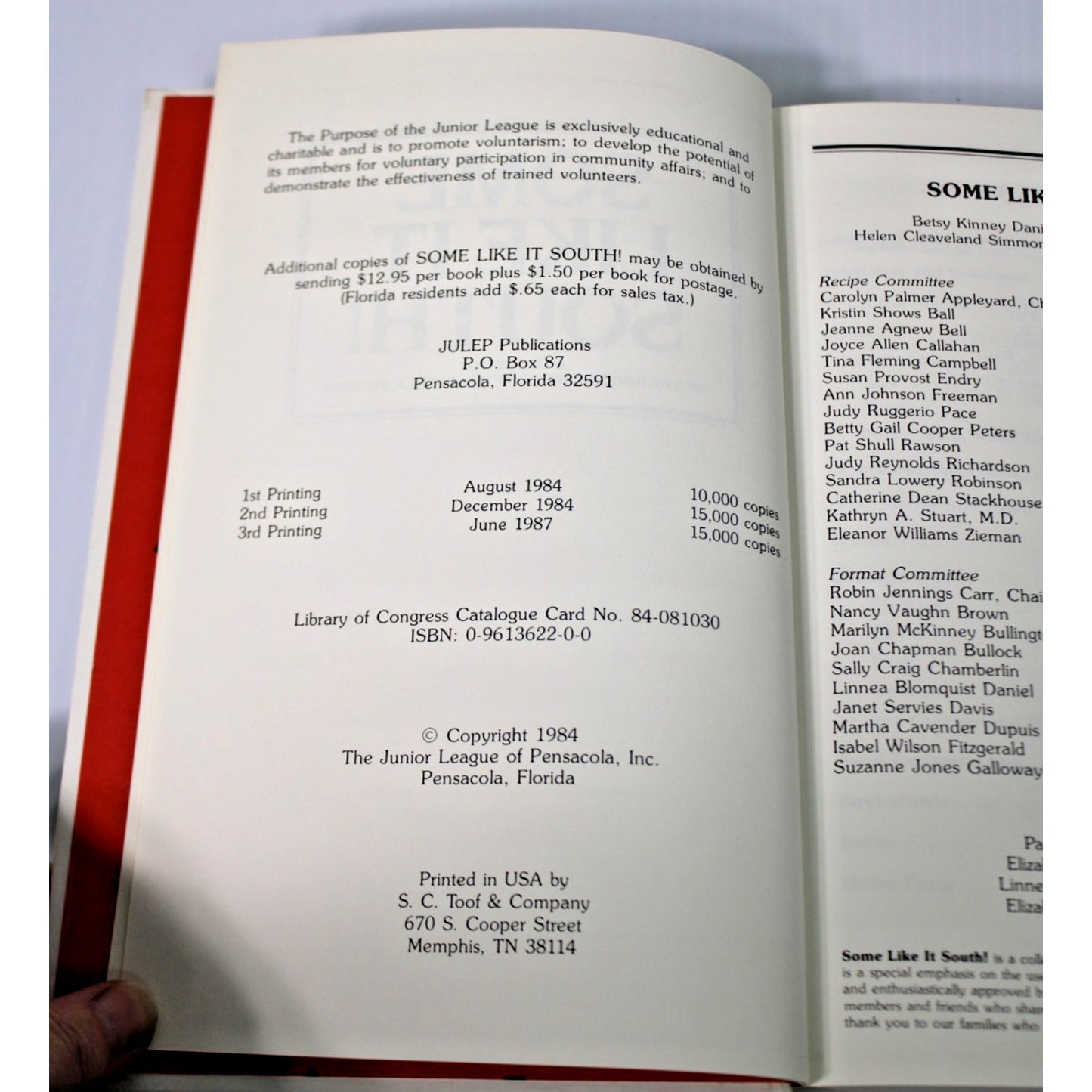 Some Like It South Cookbook- Junior League of Pensacola, Florida, 1987