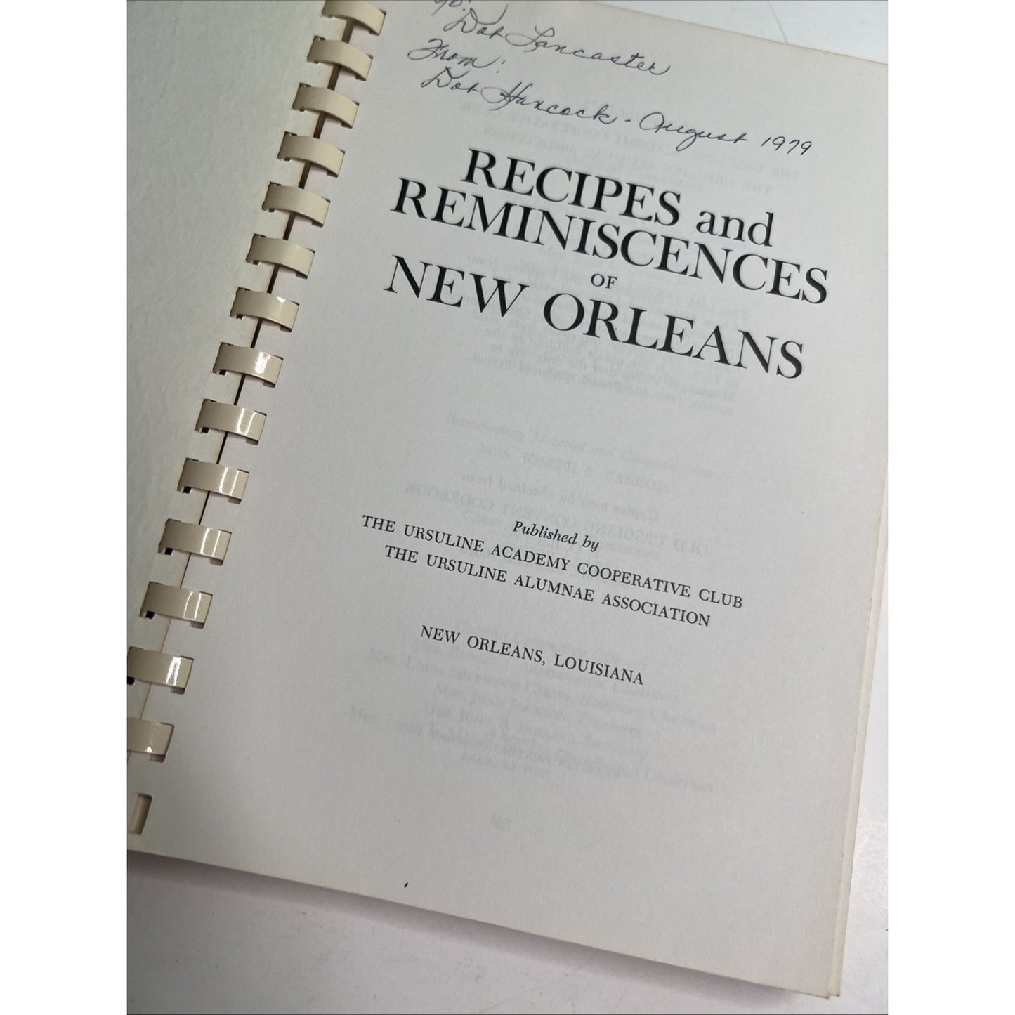 Recipes and Reminiscences of New Orleans Cookbook 1971 Creole 6th Printing 1978