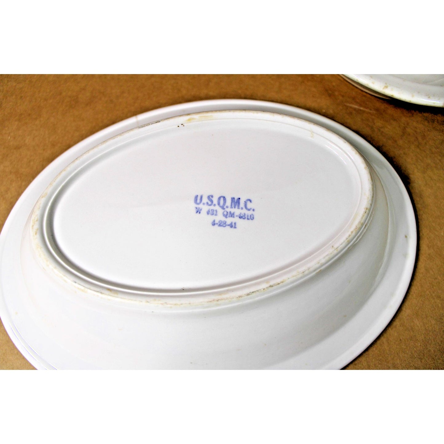 Vintage Shenango Oval Serving Bowls Pair USQMC Quartermasters Rare 12" x 9.25"