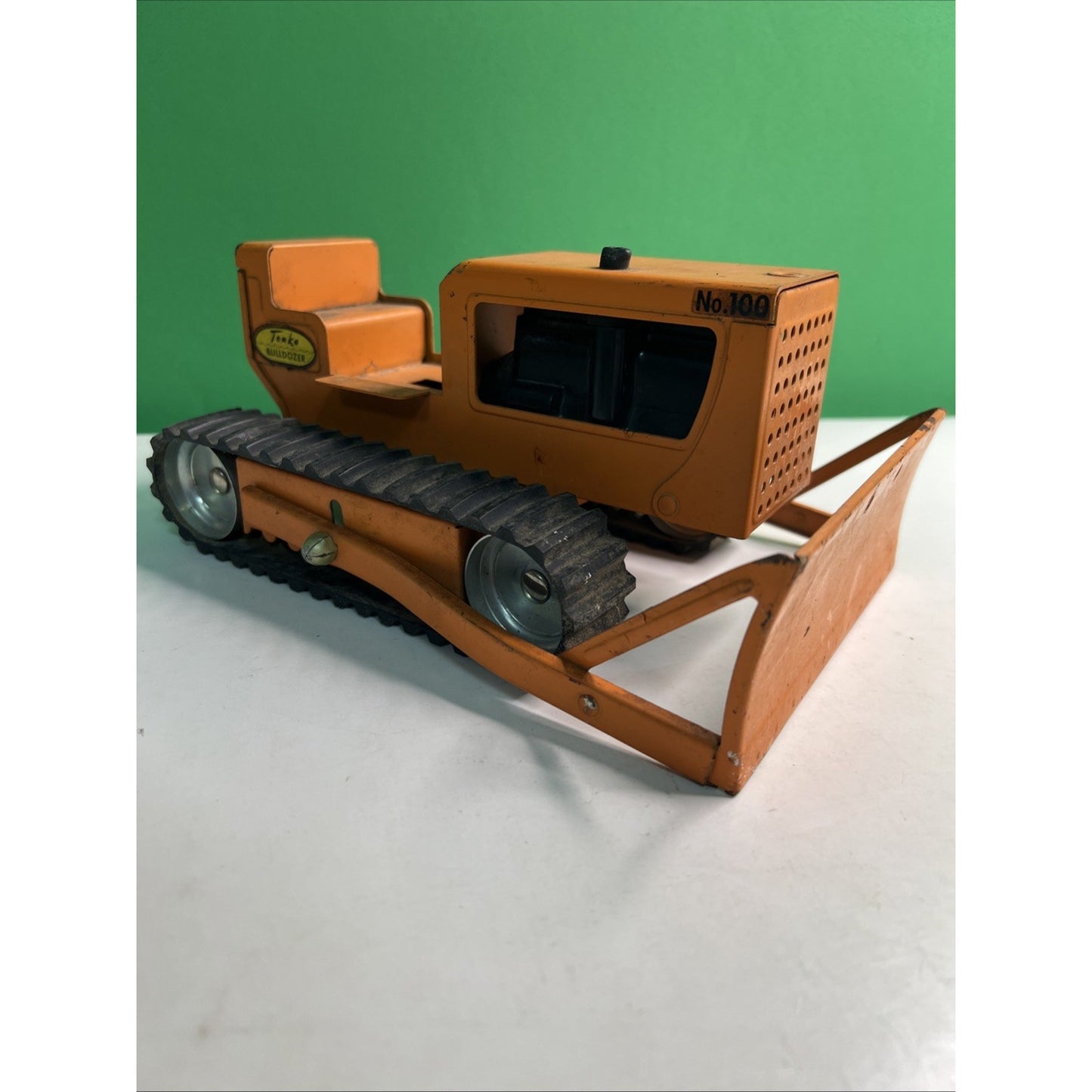 Vintage Orange 1960's Mighty Tonka Toys Bulldozer Pressed Steel Original No. 100