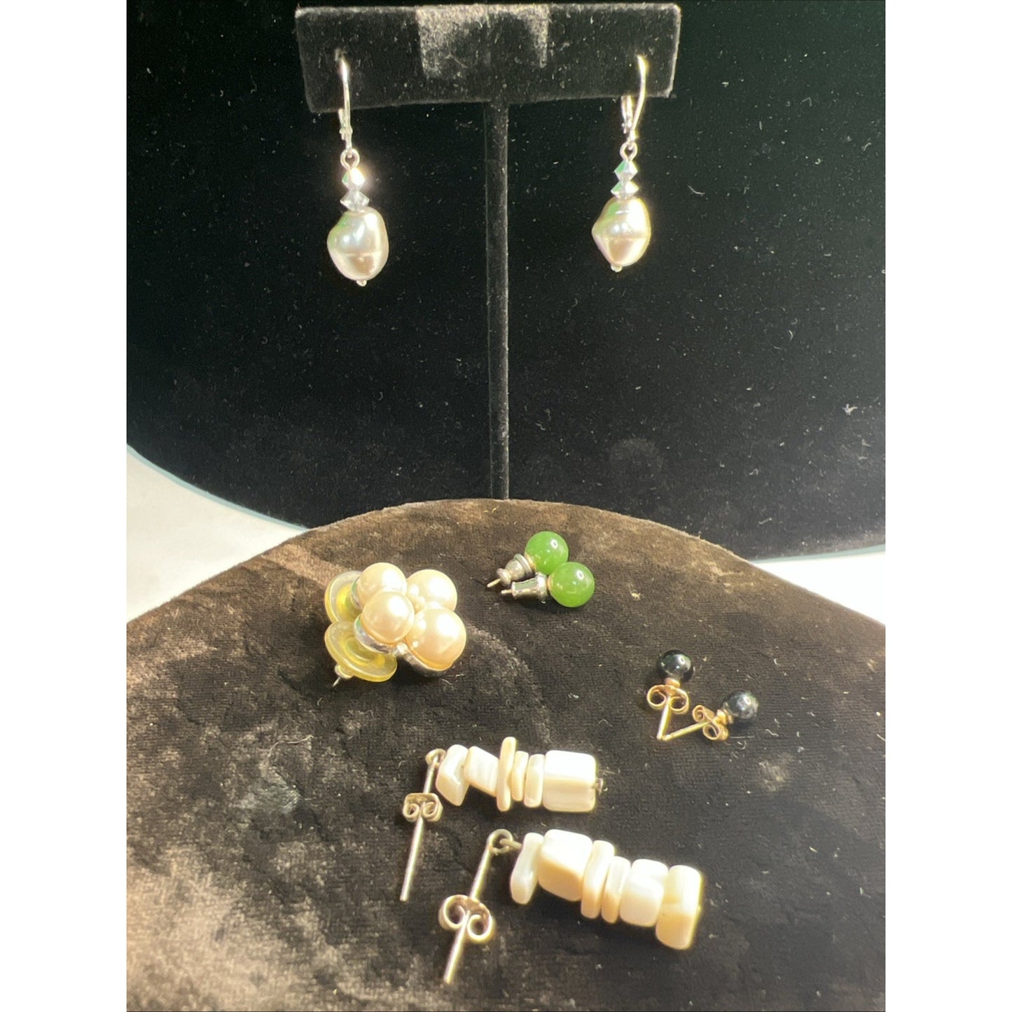 LOT OF MIXED STUD POST & DANGLE EARRINGS 5 PAIRS Variety