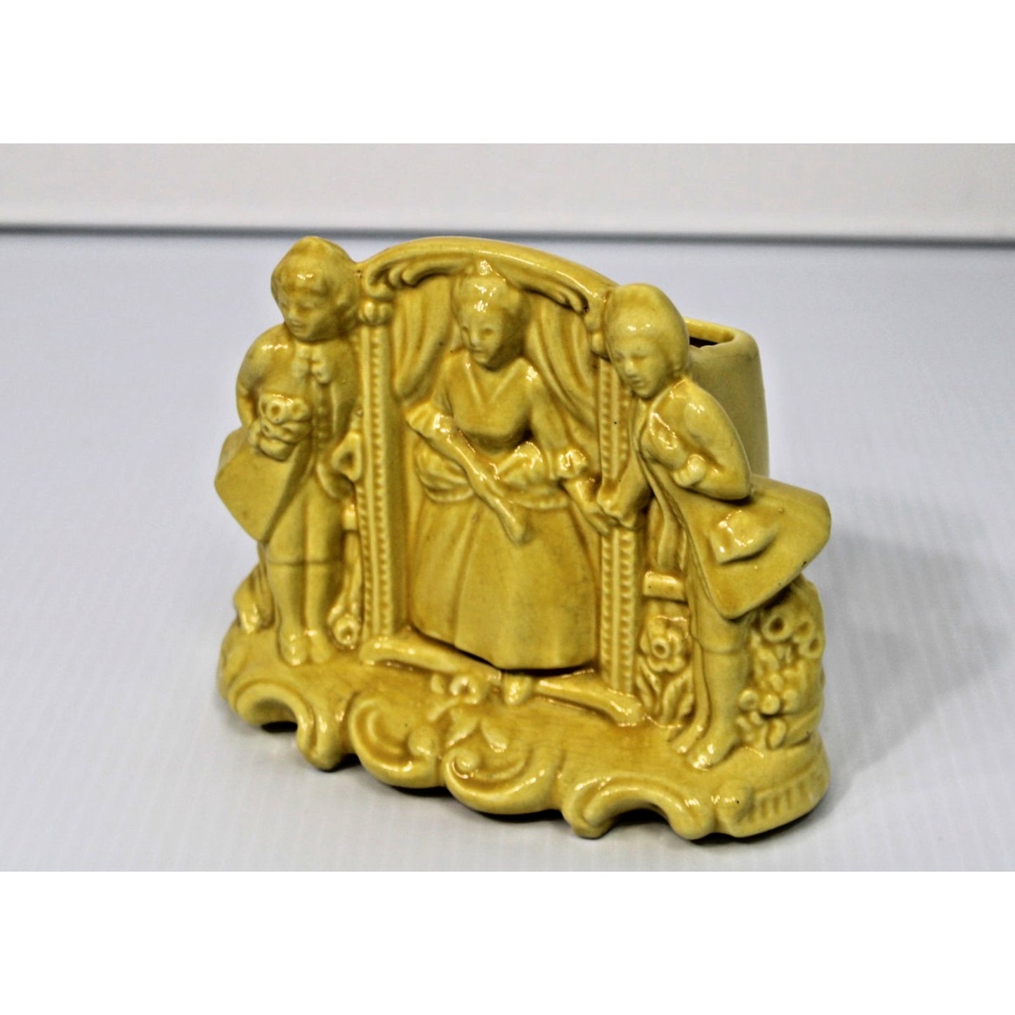 Vintage 1940s Cameron Clay Yellow Figural Vase, Romantic, Cottage, Grandma Chic