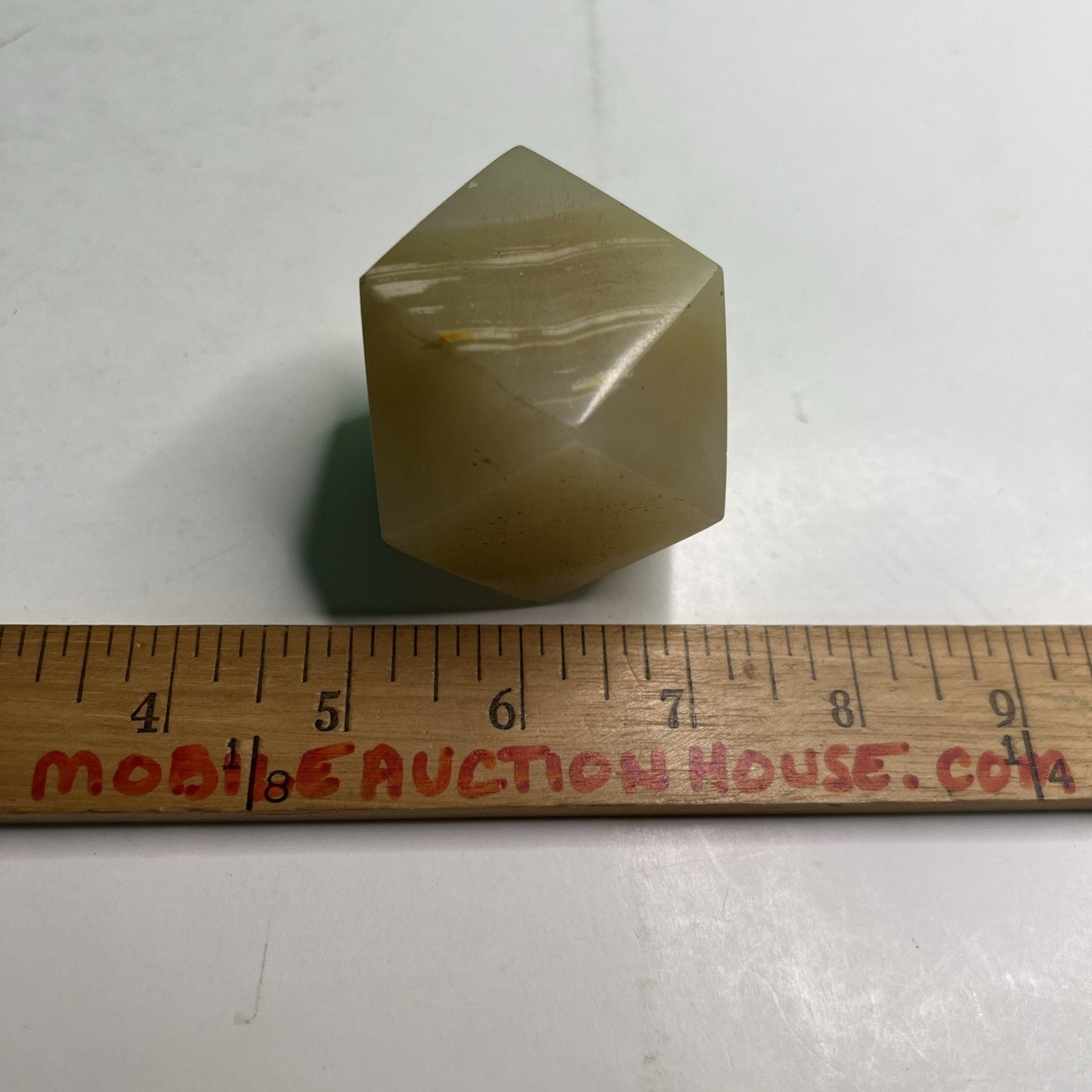 Beautiful Cut Banded Onyx Stone Collectible Paperweight 14 Sided Tetradecagon