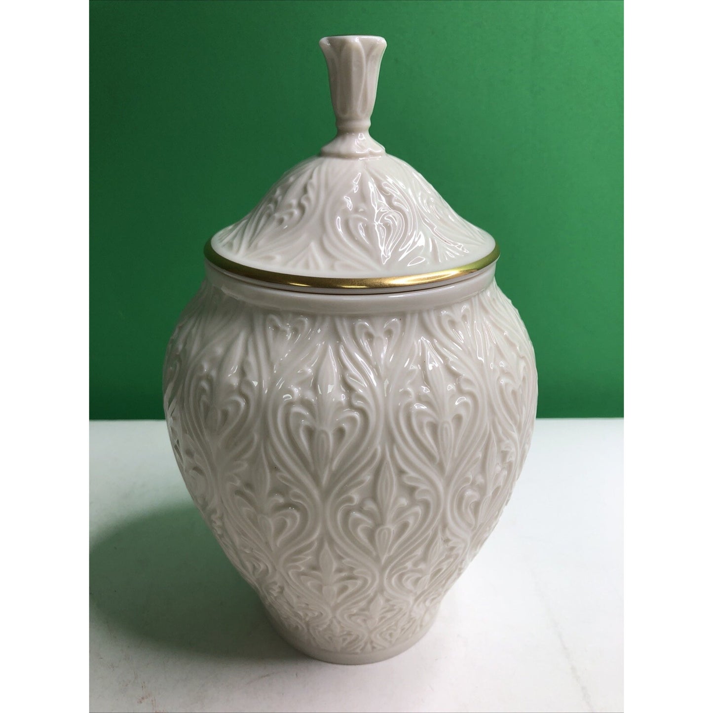 Vintage Early 1970s Lenox 9” Kismet Candy Jar w/ Lid, 24k Gold Trim, Porcelain