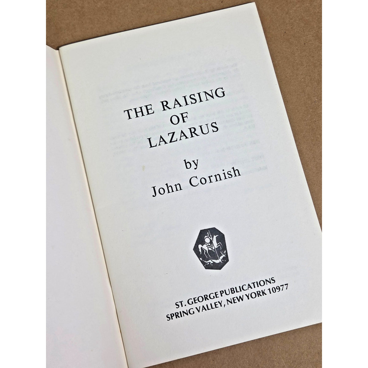 1979 The Raising of Lazarus John Cornish- Rudolf Steiner Anthroposophy 1st Ed.