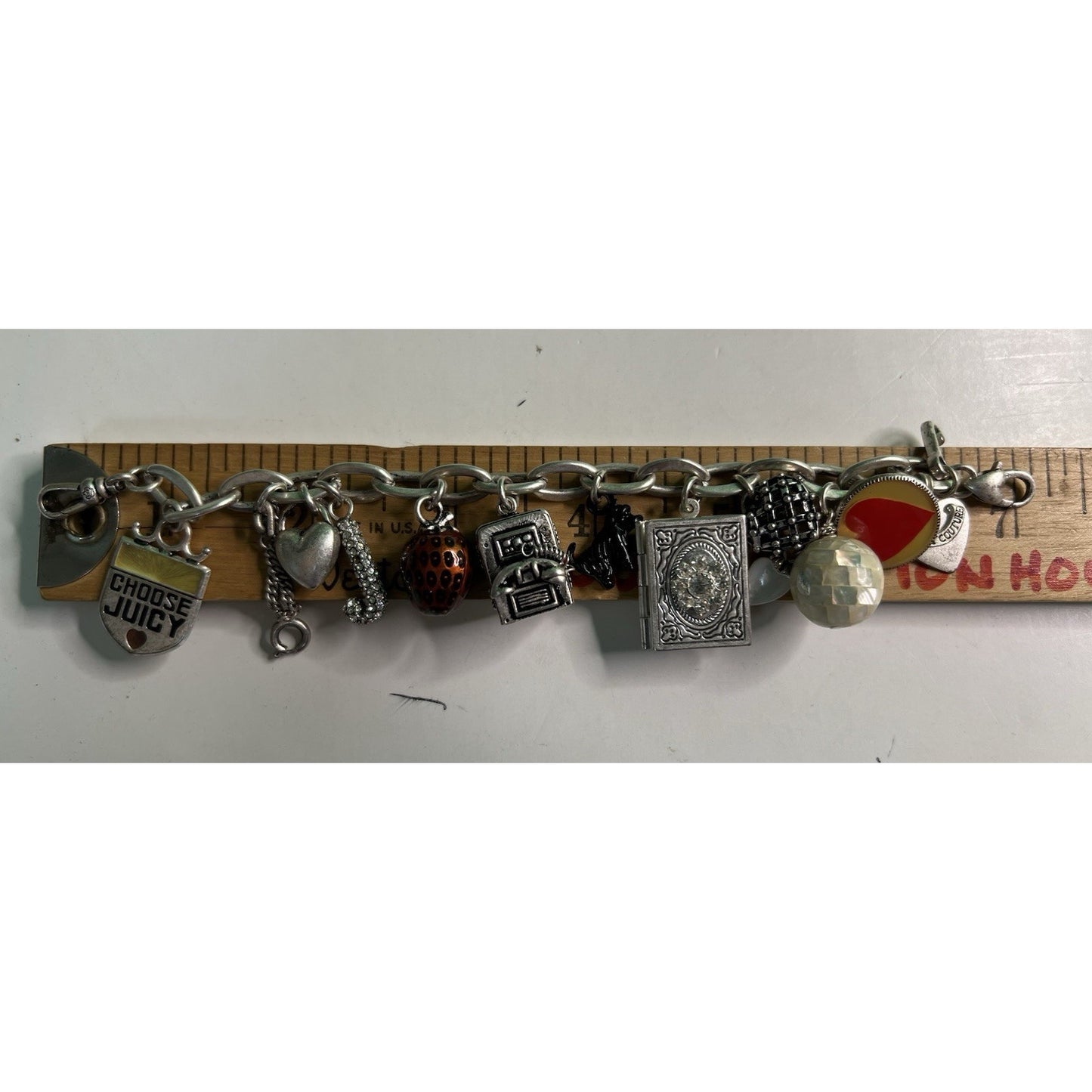 Vintage Juicy Couture Charm Bracelet With Charms & Original Box 7”