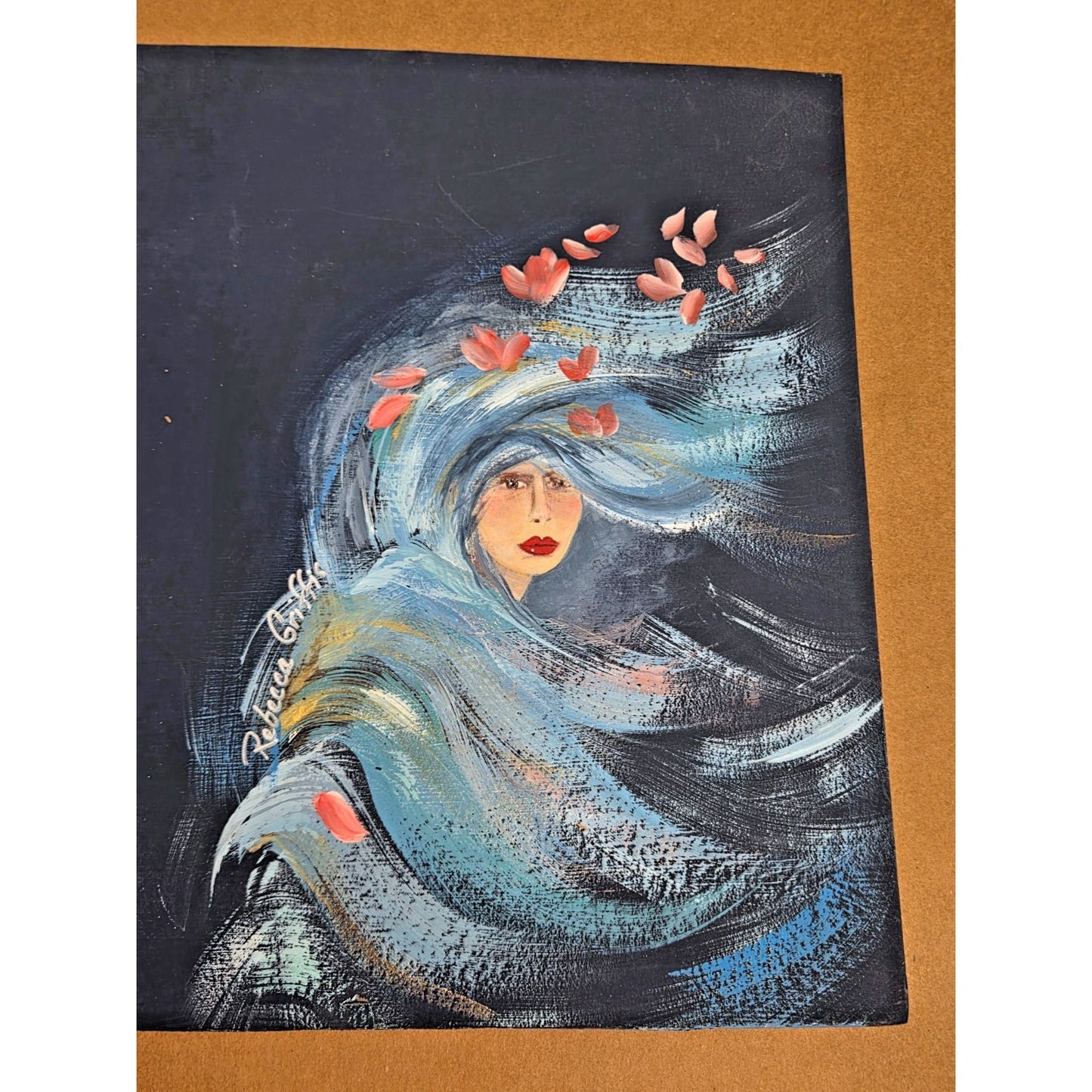 Original Signed Rebecca Griffis Painting - Ethereal Whimsical Woman Portrait Art