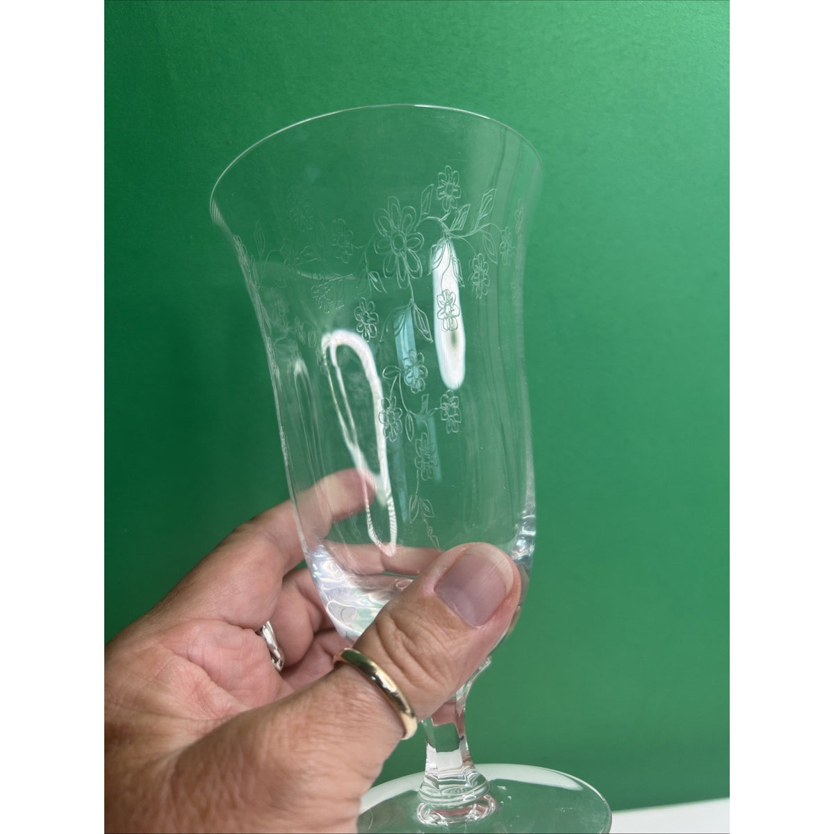 One Lenox Castle Garden Iced Tea Glass Stemmed Etched Glassware