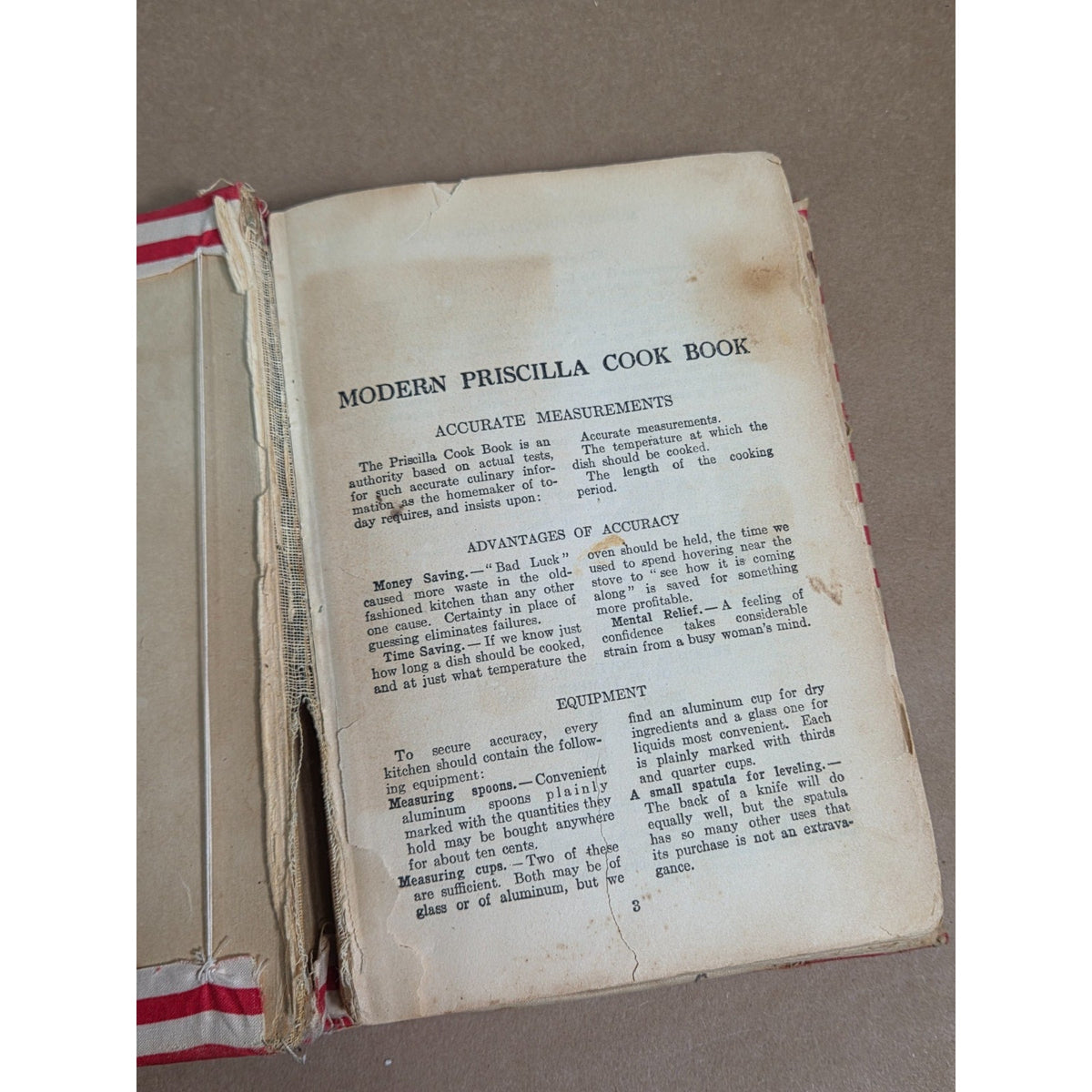 Vintage Modern Priscilla Cook Book Red White Striped Antique 1920s Cookbook