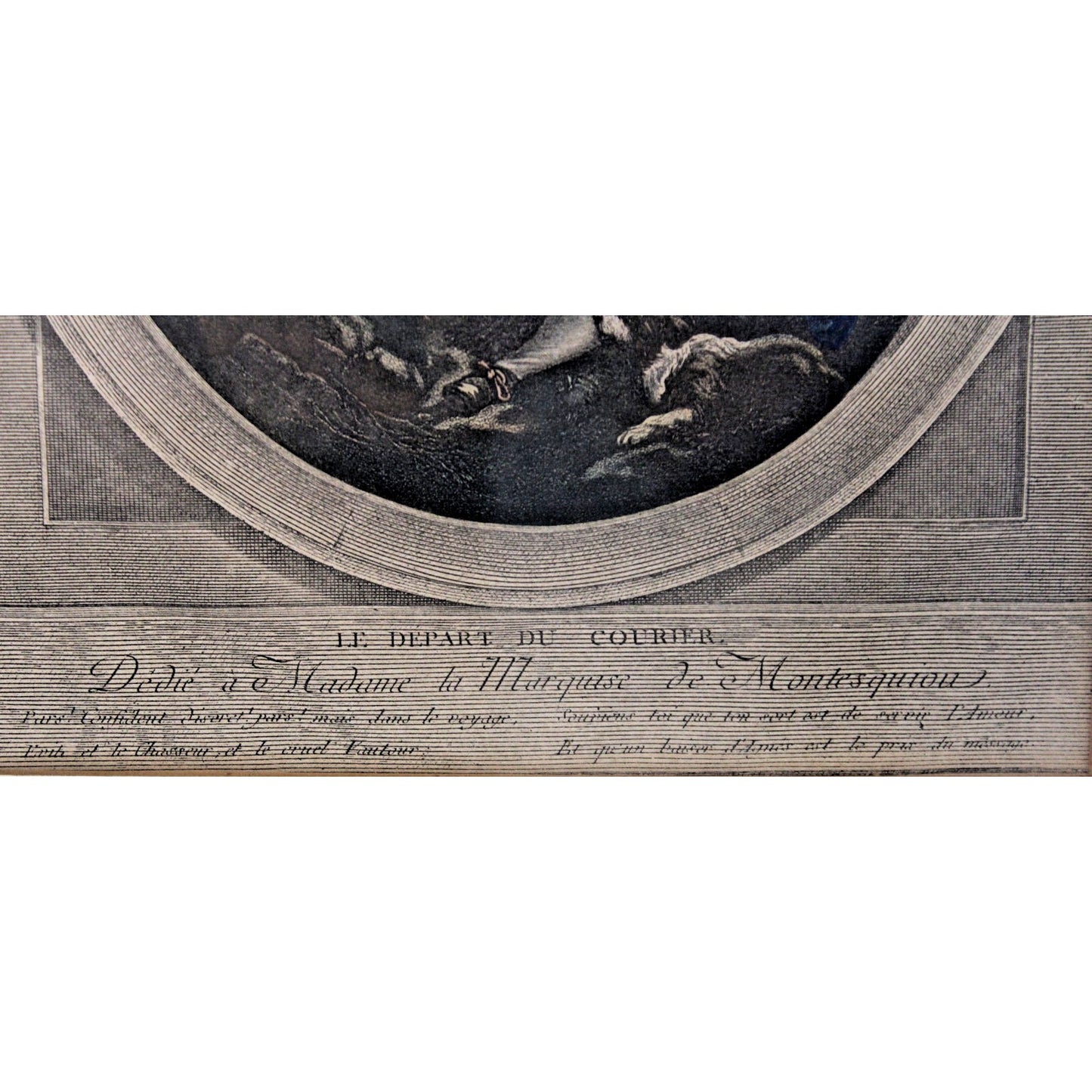Le Depart du Courrier-Jacques-Firmin Beauvarlet, Hand-colored Engraving, Framed