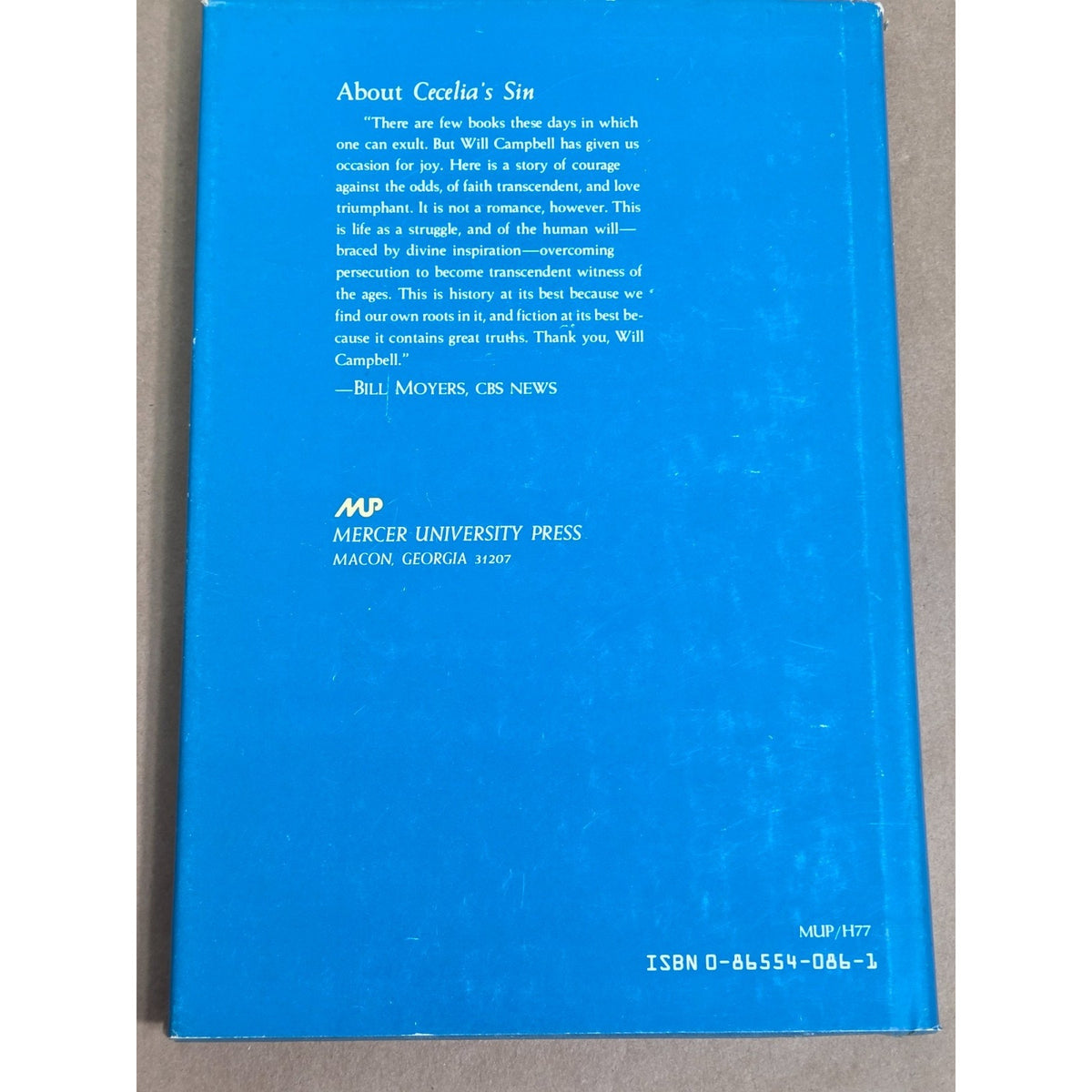 Cecelia’s Sin by Will D. Campbell (1983) Hardcover - Mercer University Press
