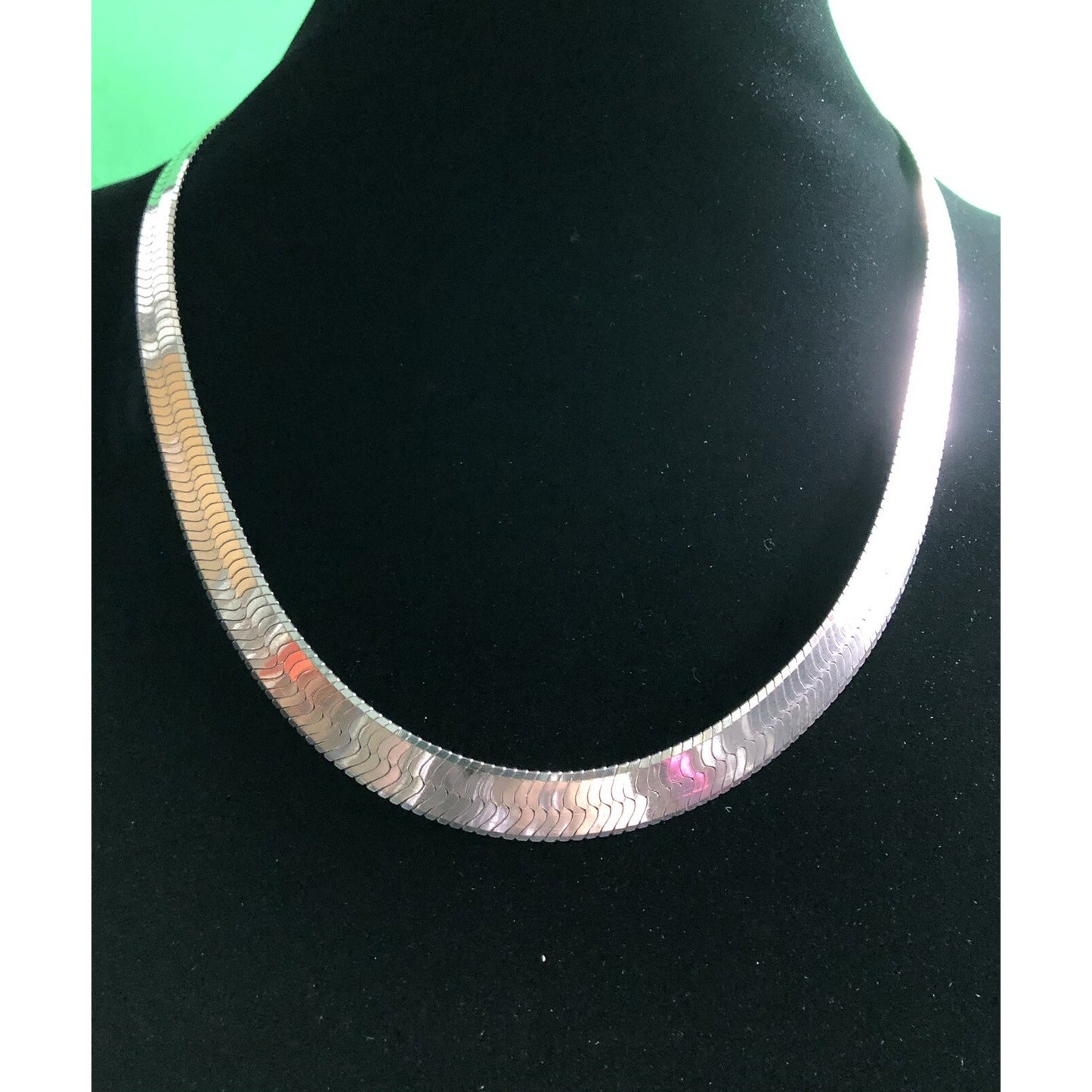 Fabulous Sterling Silver Herringbone Statement Necklace Chain 925 Italy 19”
