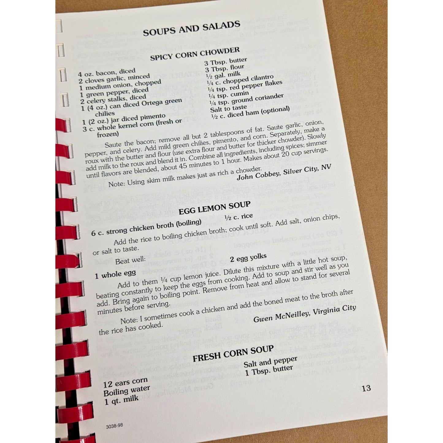 Cooking on the Comstock Vintage 1999 Virginia City NV Community Cookbook