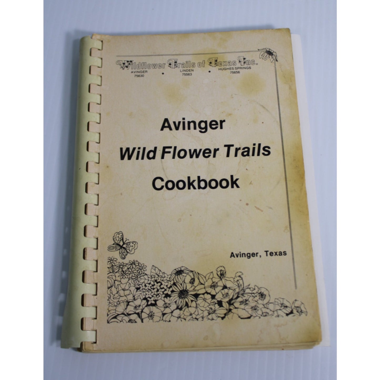 Vintage Avinger Wild Flower Trails Cookbook Cass East Texas Lady Bird Johnson TX
