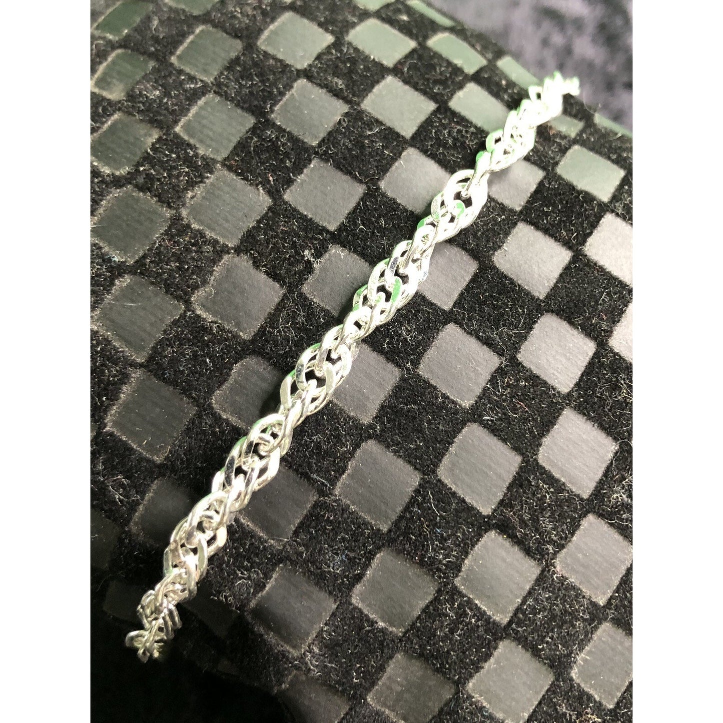 Sterling Silver 8” Twisted Chain Link Bracelet Diamond Cut Italian Milor 925