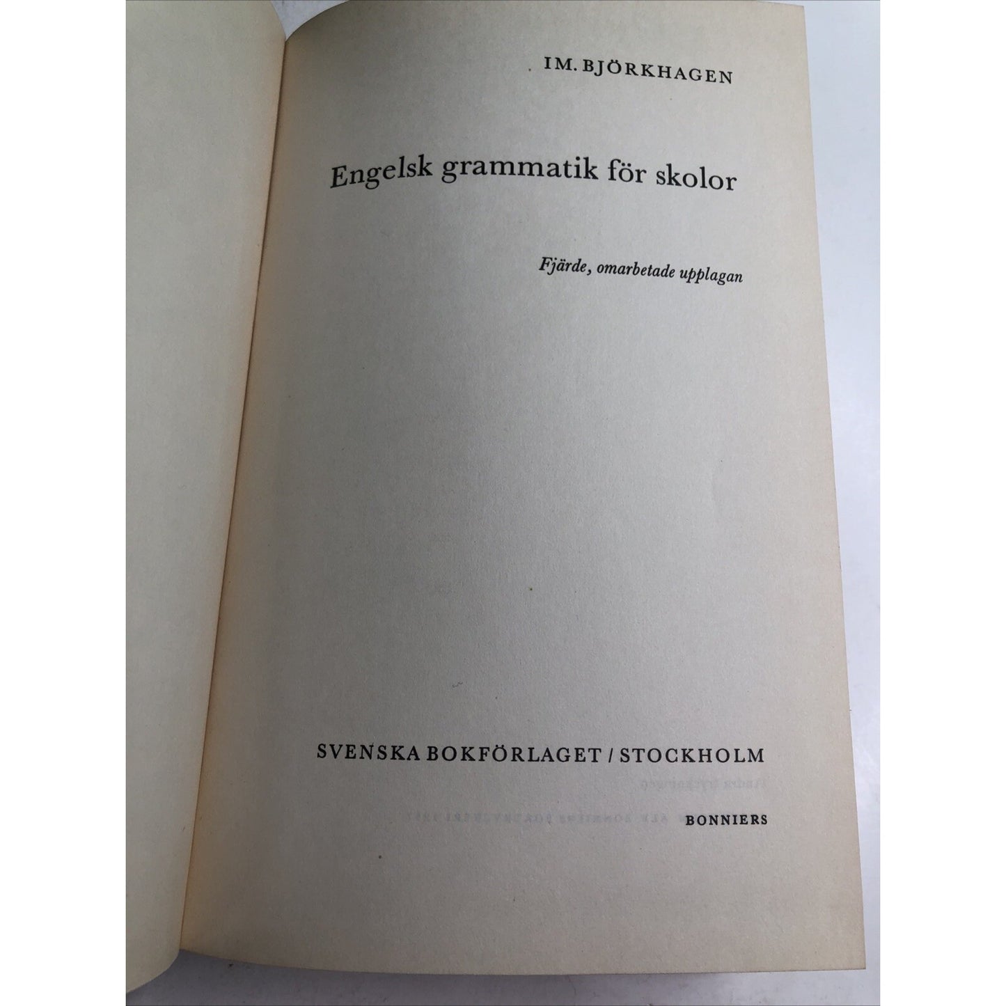 ENGELSK GRAMMATIK (1962) by Im. Bjorkhagen Hardcover