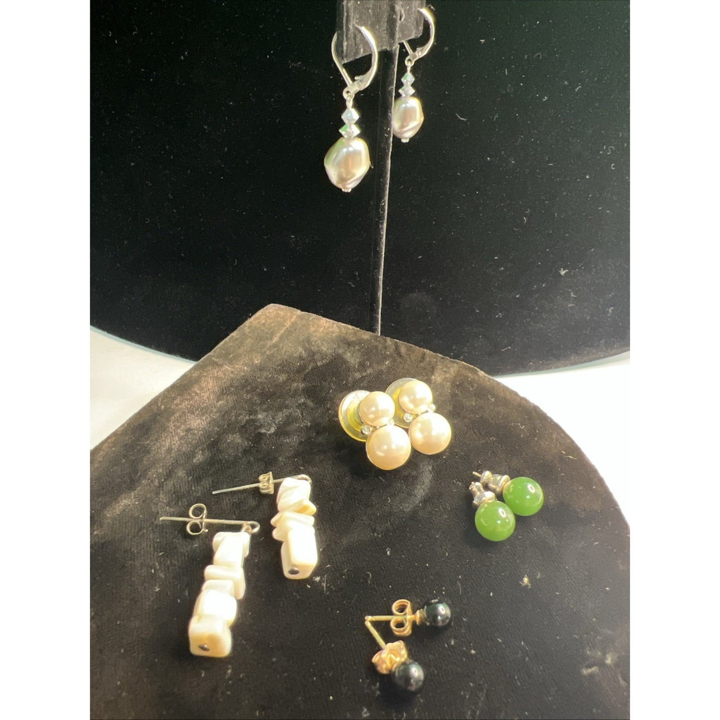 LOT OF MIXED STUD POST & DANGLE EARRINGS 5 PAIRS Variety