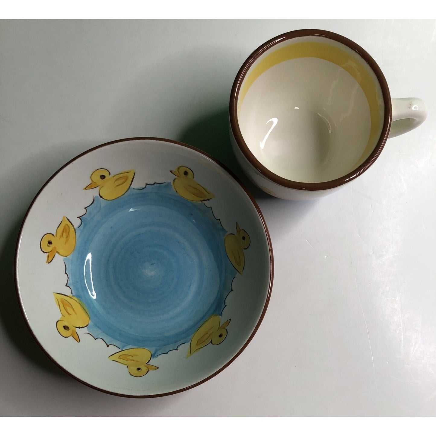 Vintage STANGL POTTERY Little Quackers 5.5 Inch Bowl & Cup #4046 Trenton NJ Duck