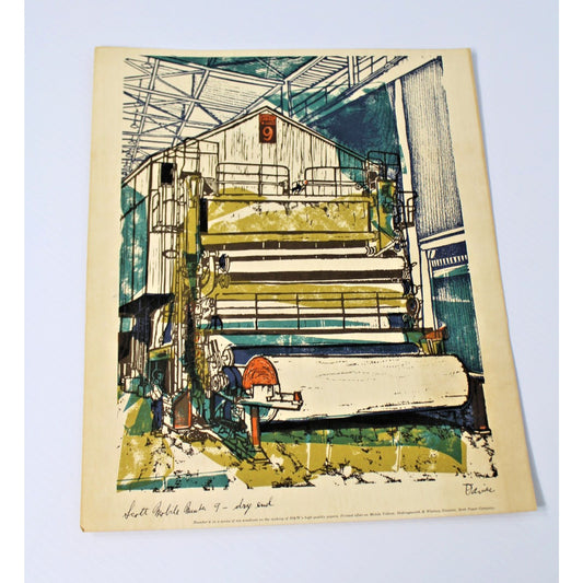 Vintage Woodcut by Ted Davies- Scott Paper Co, Number 9, Mobile, AL 14" x 11.25"